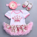 0-3 months baby girl dresses headband shoes set infantil Children's clothing set girls tutu kids wear puff short sleeve vestido-3D3003-12M-JadeMoghul Inc.
