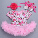0-3 months baby girl dresses headband shoes set infantil Children's clothing set girls tutu kids wear puff short sleeve vestido-3D3005-12M-JadeMoghul Inc.