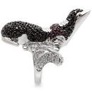 Fashion Rings 0W003 Rhodium + Ruthenium Brass Ring with AAA Grade CZ