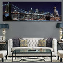 1 Pcs New York Brooklyn Bridge Canvas Prints Painting Night City Landscape Art Picture For Living Room Wall Decor Large Size-8x24-F1044-JadeMoghul Inc.