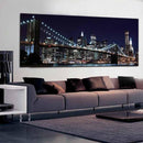 1 Pcs New York Brooklyn Bridge Canvas Prints Painting Night City Landscape Art Picture For Living Room Wall Decor Large Size-8x24-F1080-JadeMoghul Inc.
