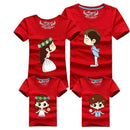 1 Piece Family Matching Outfits Mother Father Son Daughter Cartoon Bride Bridegroom Print Women Men Children Boy Girl T shirt-as chart-Mom S-JadeMoghul Inc.