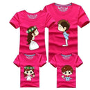 1 Piece Family Matching Outfits Mother Father Son Daughter Cartoon Bride Bridegroom Print Women Men Children Boy Girl T shirt-as chart-Mom S-JadeMoghul Inc.
