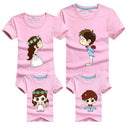 1 Piece Family Matching Outfits Mother Father Son Daughter Cartoon Bride Bridegroom Print Women Men Children Boy Girl T shirt-as chart-Mom S-JadeMoghul Inc.