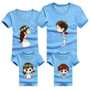 1 Piece Family Matching Outfits Mother Father Son Daughter Cartoon Bride Bridegroom Print Women Men Children Boy Girl T shirt-as chart-Mom S-JadeMoghul Inc.