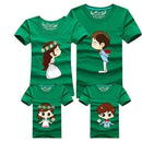 1 Piece Family Matching Outfits Mother Father Son Daughter Cartoon Bride Bridegroom Print Women Men Children Boy Girl T shirt-as chart-Mom S-JadeMoghul Inc.
