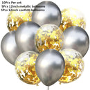 10/14pcs Mixed Metallic Balloons Heart Star Gold Confetti Balloon Birthday Party Decorate Kids Adult Air Balls Wedding Globos