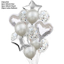10/14pcs Mixed Metallic Balloons Heart Star Gold Confetti Balloon Birthday Party Decorate Kids Adult Air Balls Wedding Globos