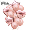 10/14pcs Mixed Metallic Balloons Heart Star Gold Confetti Balloon Birthday Party Decorate Kids Adult Air Balls Wedding Globos