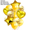 10/14pcs Mixed Metallic Balloons Heart Star Gold Confetti Balloon Birthday Party Decorate Kids Adult Air Balls Wedding Globos