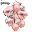 10/14pcs Mixed Metallic Balloons Heart Star Gold Confetti Balloon Birthday Party Decorate Kids Adult Air Balls Wedding Globos