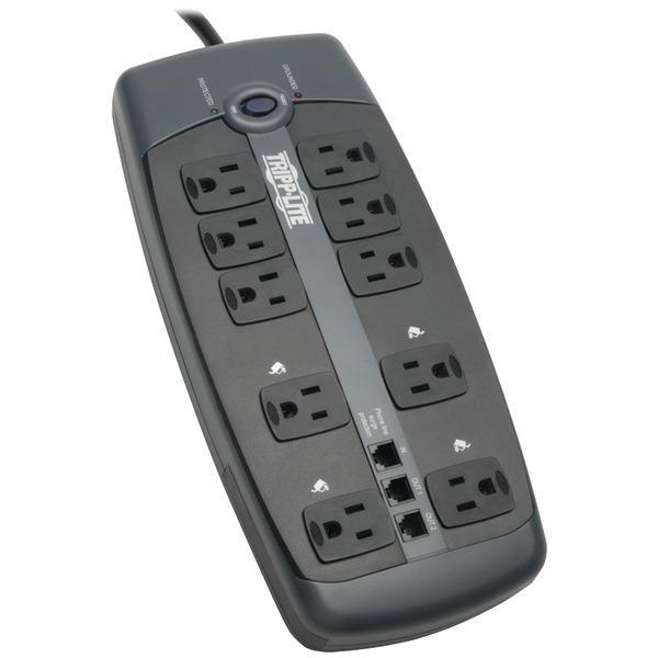 10-Outlet Surge Protector with Telephone Protection (without Coaxial Protection)-Surge Protectors-JadeMoghul Inc.
