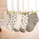 10 pieces/lot=5pair Cotton Baby Socks Newborn Floor Socks Girl and Boy Short Socks-Grey-Newborn-JadeMoghul Inc.