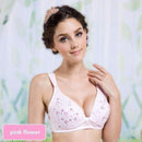 100% Cotton Front Open Women Nursing Bra-pink flower-B-34-JadeMoghul Inc.