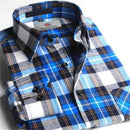 100% Cotton Men Plaid Long-Sleeved Casual Shirt / Flannel Slim Fit Shirt-DTF02-S-JadeMoghul Inc.