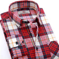 100% Cotton Men Plaid Long-Sleeved Casual Shirt / Flannel Slim Fit Shirt-DTF12-S-JadeMoghul Inc.