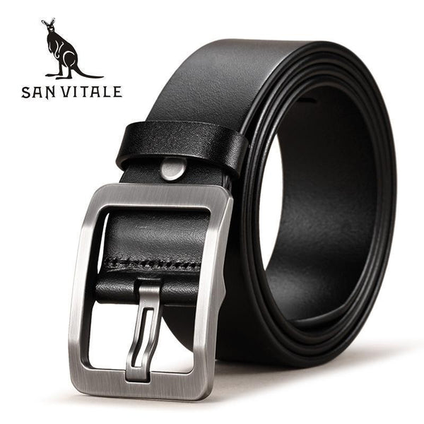 100% Cowhide Genuine Leather Belts for Men Brand Strap Male Pin Buckle Fancy Vintage Cowboy Jeans Cintos Freeshipping-SV 1707 Black-China-105cm-JadeMoghul Inc.