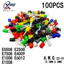 100pcs/Pack E0508 E7508 E1008 E1508 E2508 Insulated Ferrules Terminal Block Cord End Wire Connector Electrical Crimp Terminator JadeMoghul Inc.