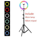 10inch Photography LED Selfie Ring Light 26cm Dimmable Camera Phone Ring Lamp With Stand Tripods For Makeup Video Live Studio AExp