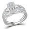 10k 2-tone Gold His & Hers Diamond Cluster Matching Wedding Ring Set - FREE Shipping (US/CA)-Wedding Jewelry-6-JadeMoghul Inc.
