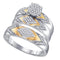 10k 2-tone Gold His & Hers Diamond Cluster Matching Wedding Ring Set - FREE Shipping (US/CA)-Wedding Jewelry-6-JadeMoghul Inc.
