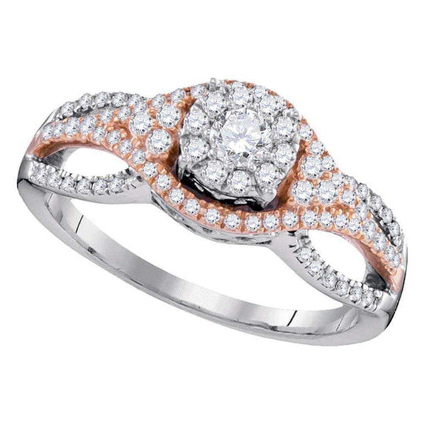 10k 2-tone Gold Women's Diamond Cluster Wedding Ring-Gold & Diamond Engagement & Anniversary Rings-7.5-JadeMoghul Inc.