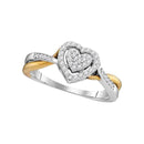 10k 2-tone Gold Women's Diamond Heart Ring - FREE Shipping (US/CA)-Gold & Diamond Heart Rings-5-JadeMoghul Inc.
