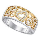 10k 2-tone Gold Women's Diamond Heart Ring - FREE Shipping (US/CA)-Gold & Diamond Heart Rings-5-JadeMoghul Inc.