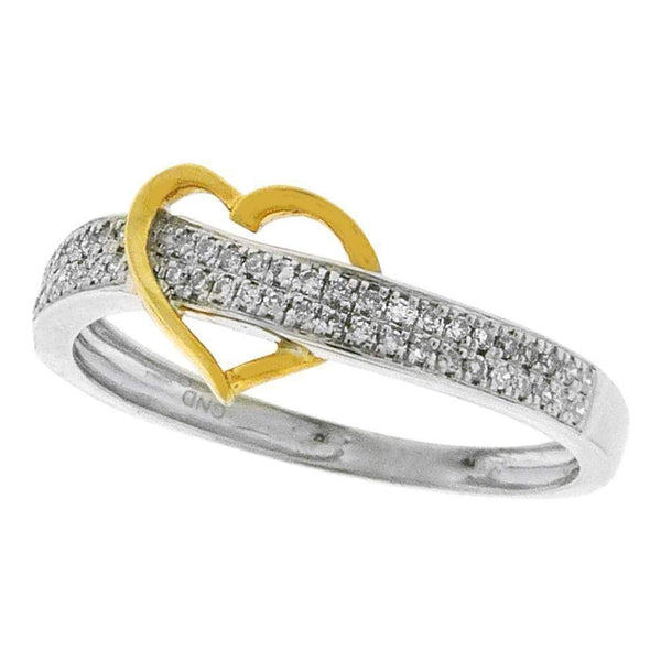 10k 2-tone Gold Women's Diamond Heart Ring - FREE Shipping (US/CA)-Gold & Diamond Heart Rings-7-JadeMoghul Inc.