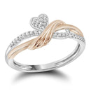 10k 2-tone Gold Women's Diamond Heart Rose Ring - FREE Shipping (US/CA)-Gold & Diamond Heart Rings-6-JadeMoghul Inc.
