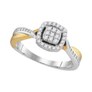 10k 2-tone Gold Women's Diamond Square Cluster Bridal Ring - FREE Shipping (US/CA)-Gold & Diamond Engagement & Anniversary Rings-8-JadeMoghul Inc.