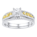 10k 2-tone Gold Women's Diamond Wedding Ring Set - FREE Shipping (US/CA)-Wedding Jewelry-5.5-JadeMoghul Inc.