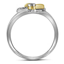 10k 2-tone White Gold Women's Diamond 2 Hearts Ring - FREE Shipping (US/CA)-Gold & Diamond Heart Rings-5-JadeMoghul Inc.