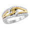 10k 2-tone White Gold Women's Diamond Lasso Knot Ring - FREE Shipping (US/CA)-Gold & Diamond Bands-JadeMoghul Inc.