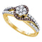 10k Gold Cognac-brown Diamond Flower Cluster Bridal Ring-Gold & Diamond Cluster Rings-9-JadeMoghul Inc.