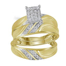 10k Gold Diamond Cluster Matching Trio His & Hers Wedding Ring Set - FREE Shipping (US/CA)-Gold & Diamond Trio Sets-5-JadeMoghul Inc.