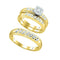 10k Gold Round Diamond Matching Trio His & Hers Wedding Ring Set-Gold & Diamond Trio Sets-7-JadeMoghul Inc.