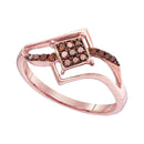 10k Rose Gold Red Diamond Women's Diamond Cluster Ring - FREE Shipping (US/CA)-Rings And Bands-5-JadeMoghul Inc.