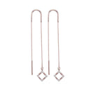 10k Rose Gold Round Diamond Women's Diamond Dangle Threader Earrings - FREE Shipping (US/CA)-Gold & Diamond Earrings-JadeMoghul Inc.