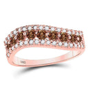 10k Rose Gold Women's Brown Diamond Contoured Ring-Gold & Diamond Bands-JadeMoghul Inc.