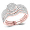 10k Rose Gold Women's Diamond Cluster Wedding Ring Set-Gold & Diamond Wedding Ring Sets-5-JadeMoghul Inc.