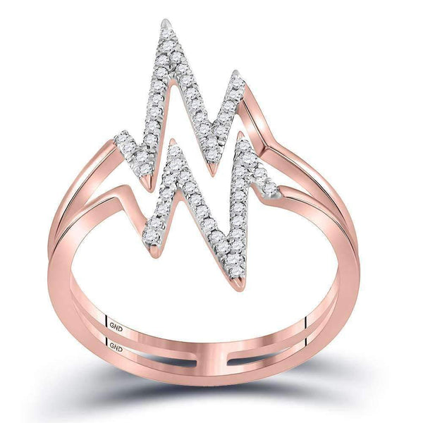 10k Rose Gold Women's Diamond Double Heartbeat Ring - FREE Shipping (US/CA)-Gold & Diamond Fashion Rings-5.5-JadeMoghul Inc.