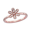 10k Rose Gold Women's Diamond Flower Stackable Ring - FREE Shipping (US/CA)-Rings And Bands-6.5-JadeMoghul Inc.