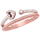 10k Rose Gold Women's Diamond Heart Bisected Stackable Ring - FREE Shipping (US/CA)-Rings And Bands-5-JadeMoghul Inc.