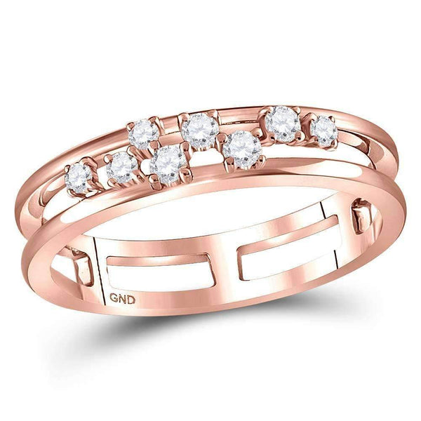 10k Rose Gold Women's Diamond Split Ring-Gold & Diamond Bands-JadeMoghul Inc.