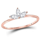 10k Rose Gold Women's Marquise Diamond Three-stone Stackable Ring - FREE Shipping (US/CA)-Gold & Diamond Rings-5-JadeMoghul Inc.