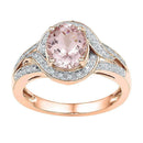 10k Rose Gold Women's Oval Morganite Solitaire Diamond Ring - FREE Shipping (US/CA)-Rings And Bands-5.5-JadeMoghul Inc.
