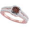 10k Rose Gold Women's Red Diamond Cluster Ring - FREE Shipping (US/CA)-Gold & Diamond Cluster Rings-JadeMoghul Inc.