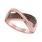 10k Rose Gold Women's Red Diamond Crossover Ring - FREE Shipping (US/CA)-Gold & Diamond Bands-6.5-JadeMoghul Inc.