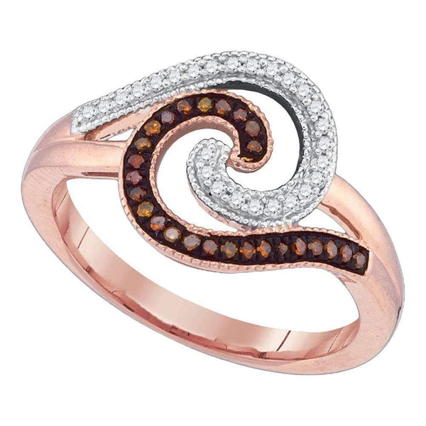10k Rose Gold Women's Red Diamond Curl Ring - FREE Shipping (US/CA)-Gold & Diamond Fashion Rings-5-JadeMoghul Inc.